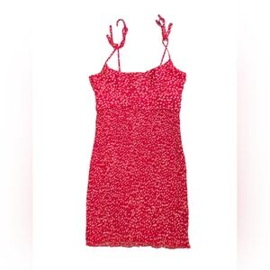 Shareen Collections Dress 10 Red Floral Body Con Summer Sundress Mini Ba…‎